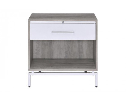 ACME - Cistus Accent Table in Weathered Gray Oak/White