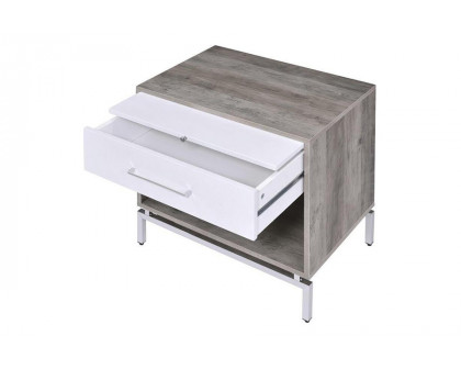 ACME - Cistus Accent Table in Weathered Gray Oak/White