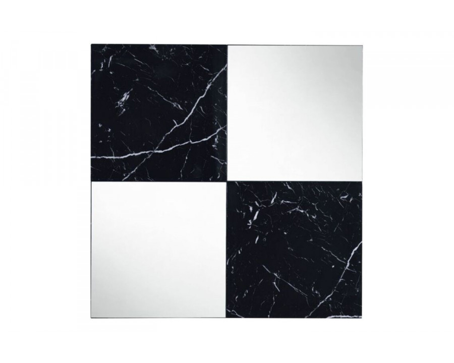 ACME - Angwin Accent Mirror in Mirrored/Faux Marble Top