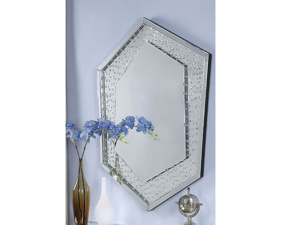 ACME - Nysa Accent Mirror in Mirrored/Faux Crystals (97570)