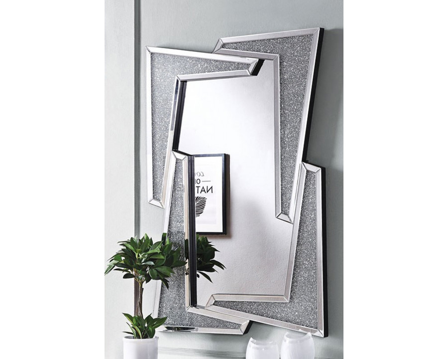 ACME - Noralie Accent Mirror in Mirrored/Faux Diamonds (97571)