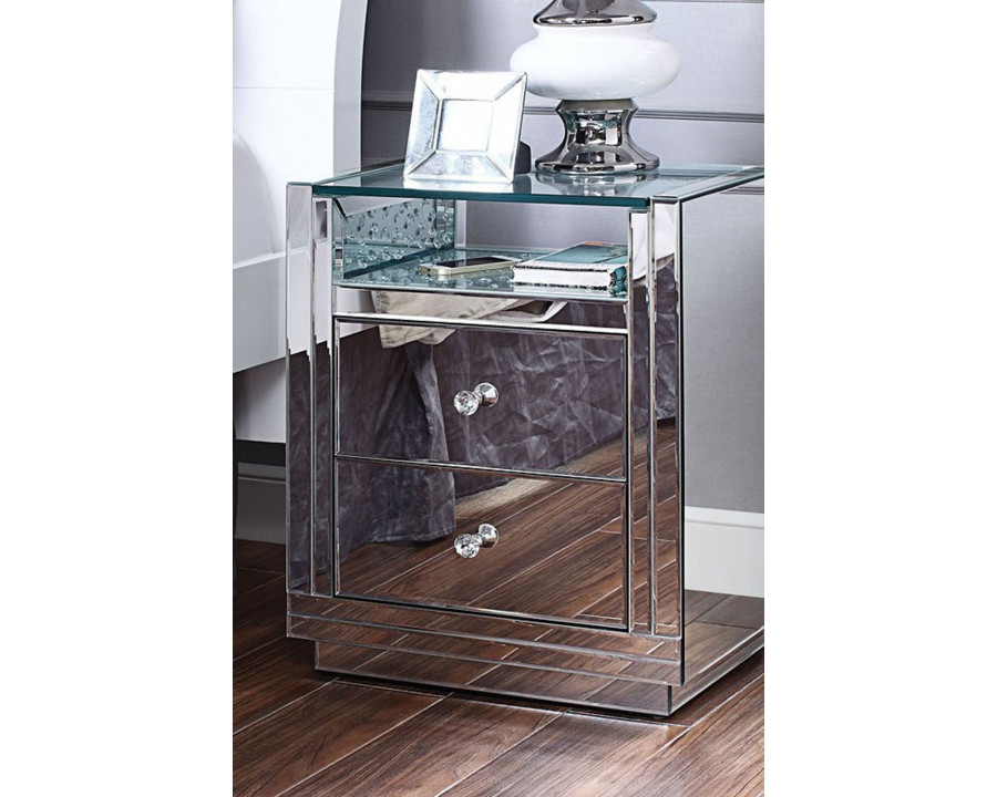 ACME - Nysa Accent Table in Mirrored/Faux Crystals (97575)