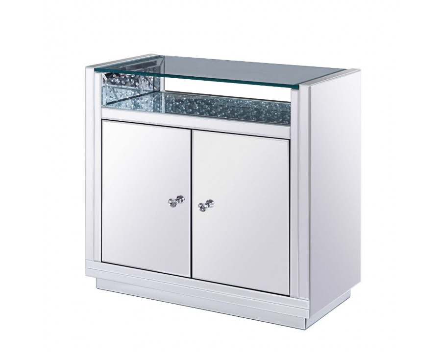 ACME - Nysa Accent Table in Mirrored/Faux Crystals (97577)