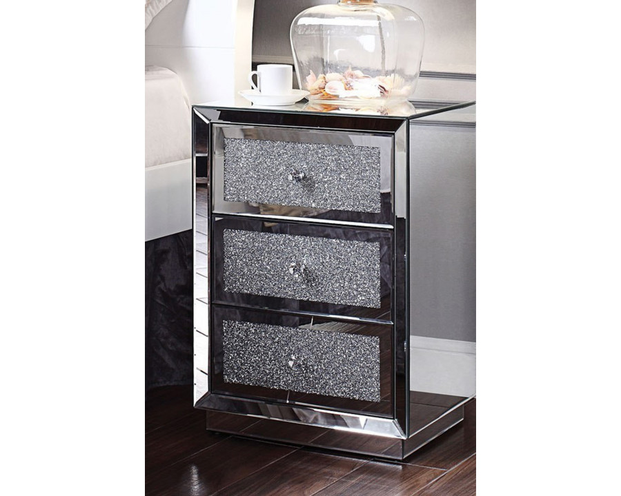 ACME - Noralie Accent Table in Mirrored/Faux Diamonds (97580)