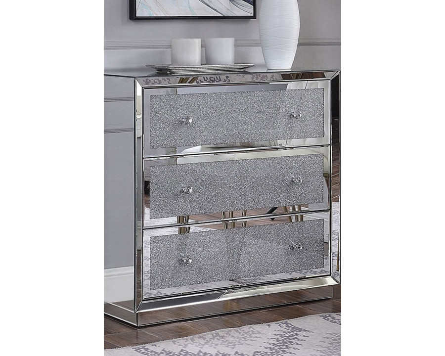 ACME - Noralie Console Cabinet in Mirrored/Faux Diamonds (97582)