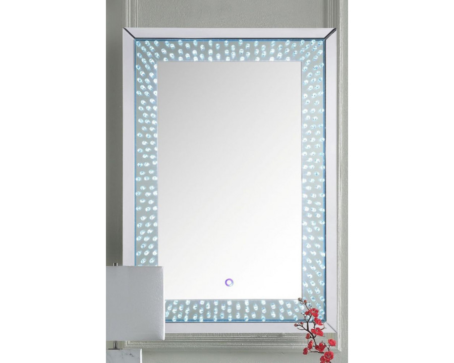 ACME - Nysa Accent Mirror with Led in Mirrored/Faux Crystals (97591)