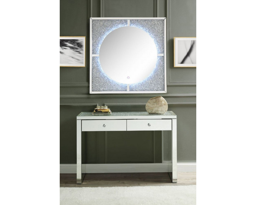 ACME - Noralie Accent Mirror with Led in Mirrored/Faux Diamonds (97592)