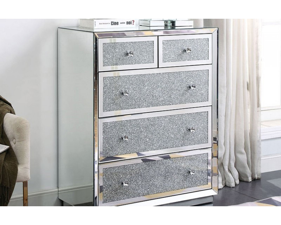 ACME - Noralie Console Cabinet in Mirrored/Faux Diamonds (97637)