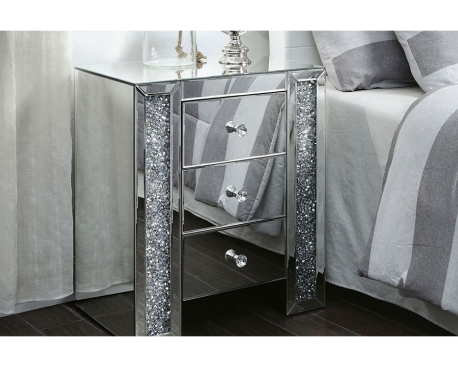 ACME - Noralie Accent Table in Mirrored/Faux Diamonds (97640)