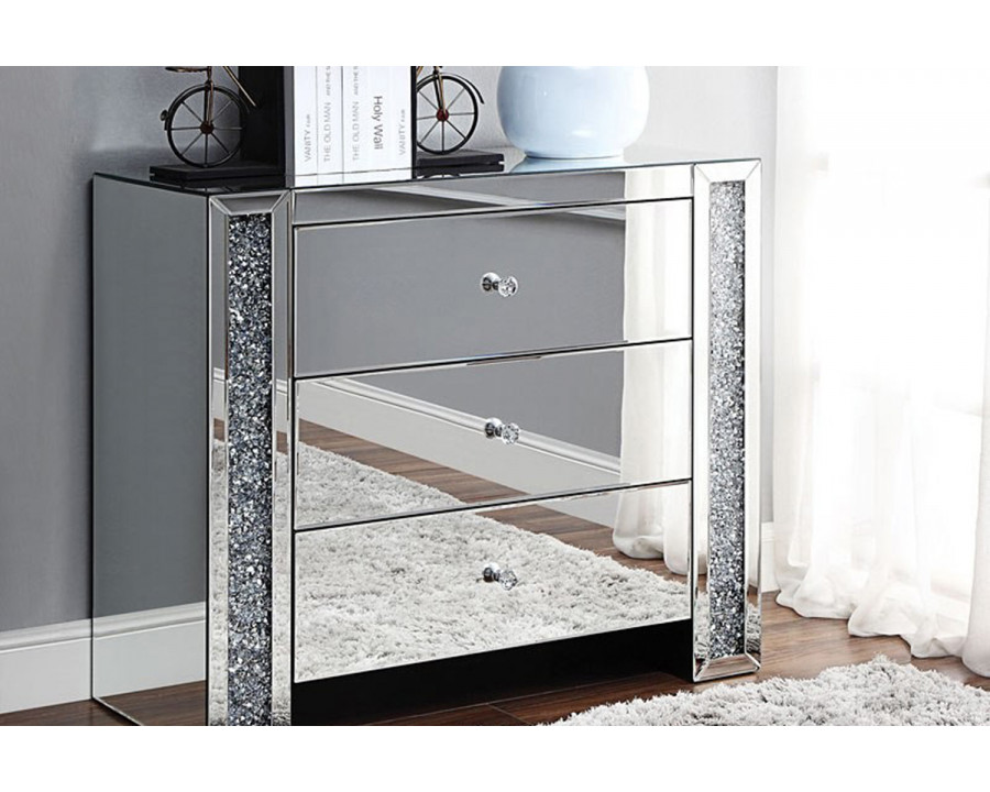 ACME - Noralie Console Cabinet in Mirrored/Faux Diamonds (97642)