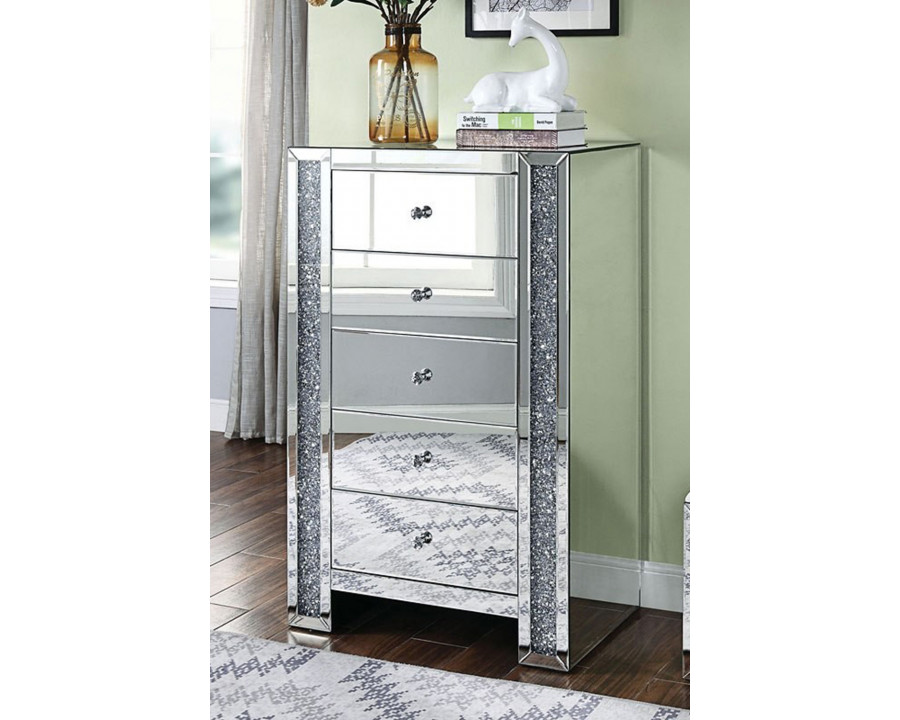 ACME - Noralie Cabinet in Mirrored/Faux Diamonds (97644)