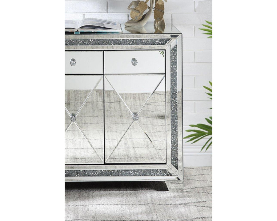 ACME - Noralie Console Cabinet in Mirrored/Faux Diamonds (97645)