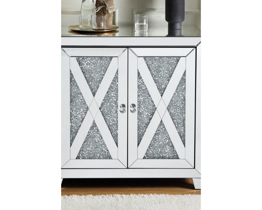 ACME - Noralie Console Cabinet in Mirrored/Faux Diamonds (97646)