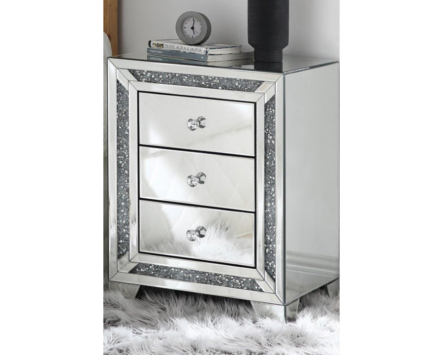 ACME - Noralie Accent Table in Mirrored/Faux Diamonds (97648)