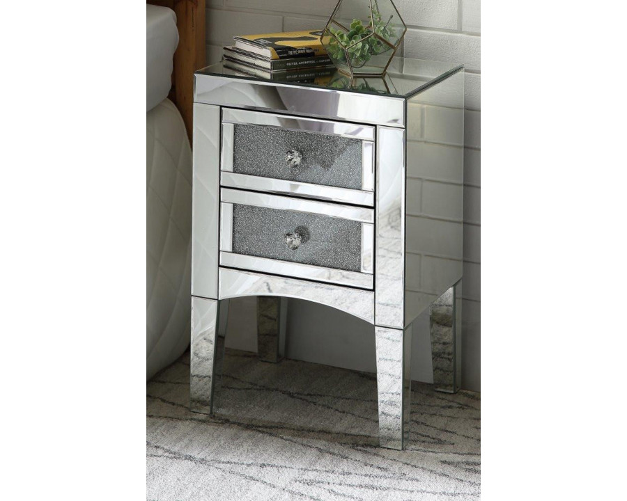 ACME - Noralie Accent Table in Mirrored/Faux Diamonds (97651)