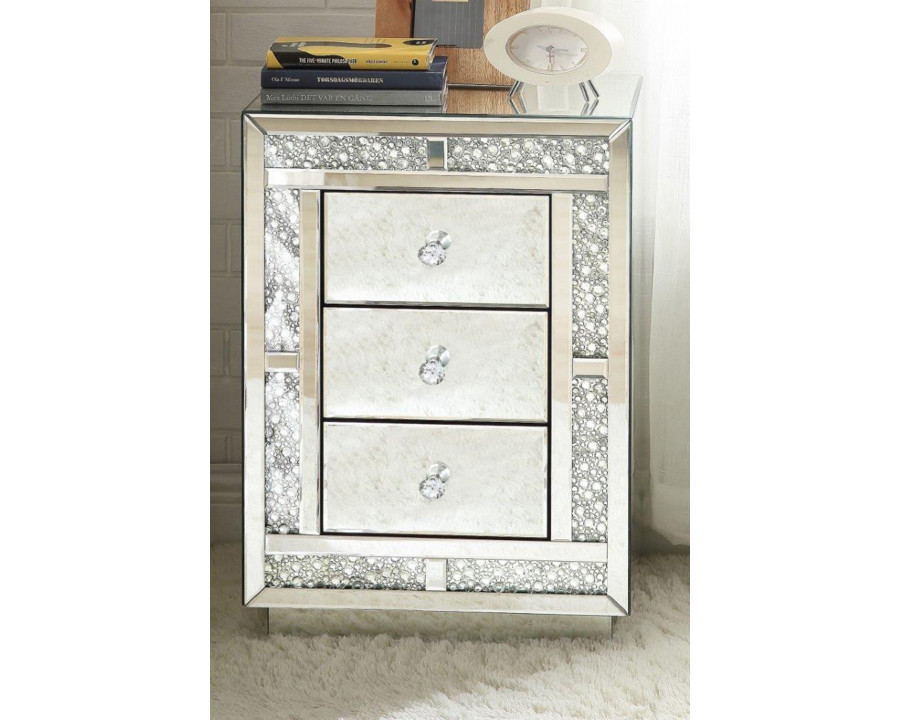 ACME - Mallika Accent Table in Mirrored/Faux Crystals