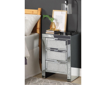 ACME - Noralie Accent Table in Mirrored/Faux Diamonds (97661)