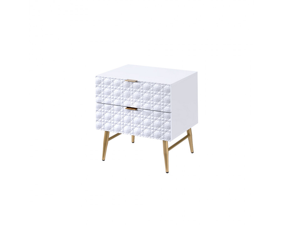 ACME - Maisey II Nightstand in White/Gold