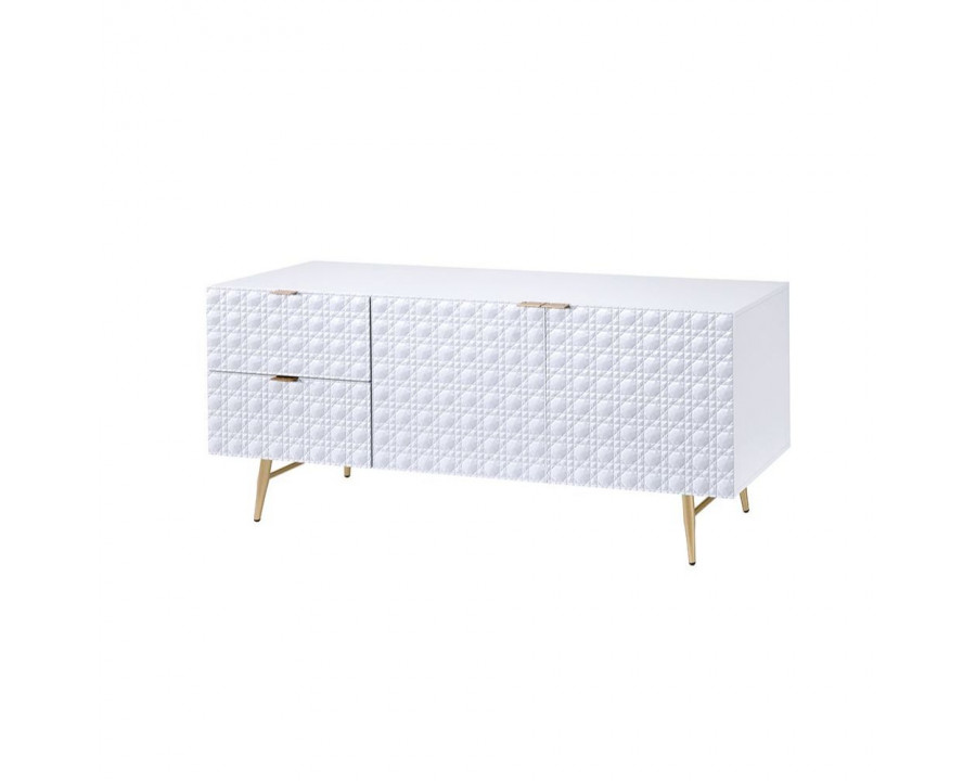 ACME - Maisey II TV Stand in White/Gold