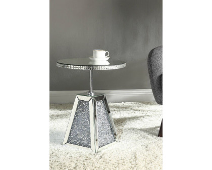 ACME - Noralie Accent Table in Mirrored/Faux Diamonds (97702)