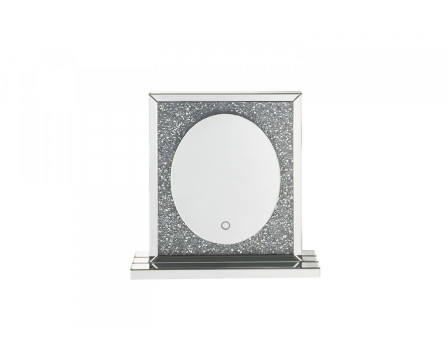 ACME - Noralie Accent Mirror with Led in Mirrored/Faux Diamonds (97707)