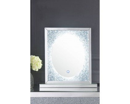 ACME - Noralie Accent Mirror with Led in Mirrored/Faux Diamonds (97707)