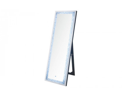 ACME - Noralie Floor Mirror with Led in Mirrored/Faux Diamonds (97713)