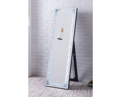 ACME - Noralie Floor Mirror with Led in Mirrored/Faux Diamonds (97713)