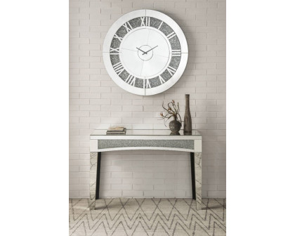 ACME - Noralie Wall Clock in Mirrored/Faux Diamonds (97723)