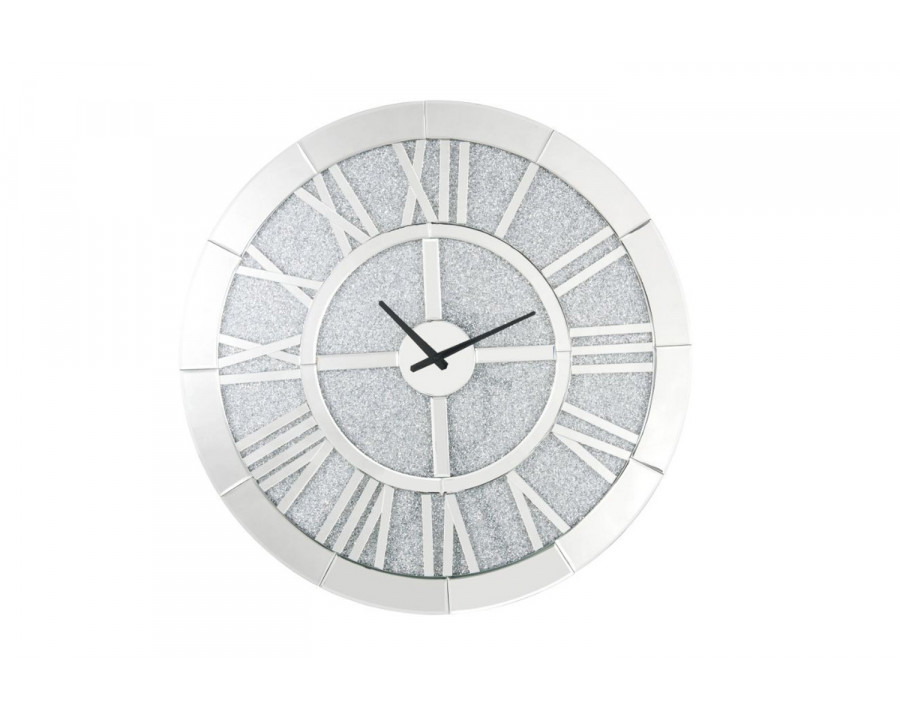 ACME - Noralie Wall Clock in Mirrored/Faux Diamonds (97724)