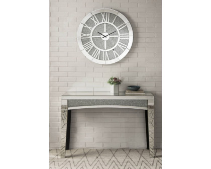 ACME - Noralie Wall Clock in Mirrored/Faux Diamonds (97724)