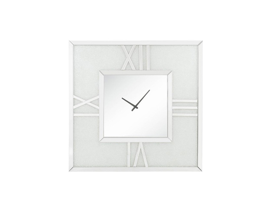 ACME - Noralie Wall Clock with Led in Mirrored/Faux Diamonds