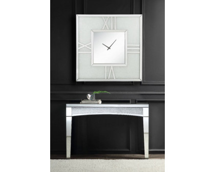 ACME - Noralie Wall Clock with Led in Mirrored/Faux Diamonds