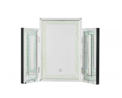 ACME - Nysa Accent Mirror with Led in Mirrored/Faux Crystals (97732)