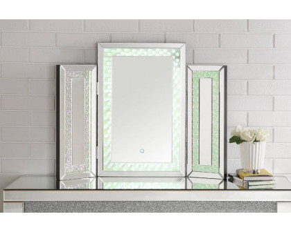 ACME - Nysa Accent Mirror with Led in Mirrored/Faux Crystals (97732)