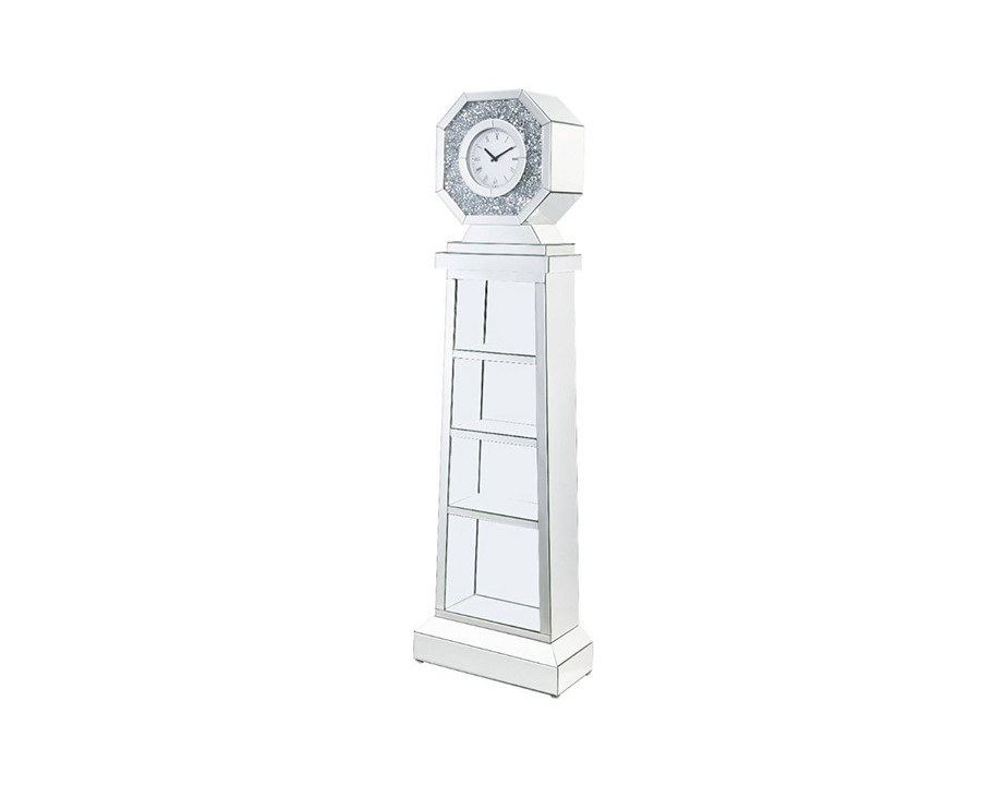 ACME - Noralie Grandfather Clock in Mirrored/Faux Diamonds (97736)