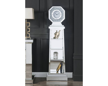 ACME - Noralie Grandfather Clock in Mirrored/Faux Diamonds (97736)