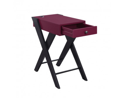 ACME Fierce Side Table with USB Charging Dock - Burgundy and Black