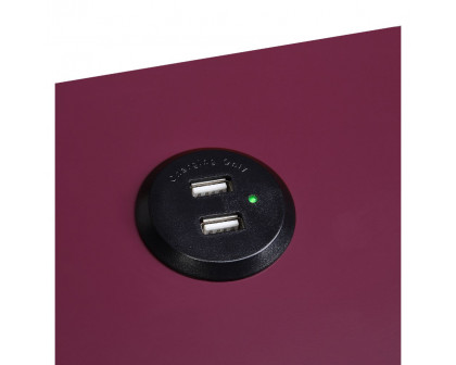 ACME Fierce Side Table with USB Charging Dock - Burgundy and Black