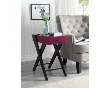 ACME Fierce Side Table with USB Charging Dock - Burgundy and Black