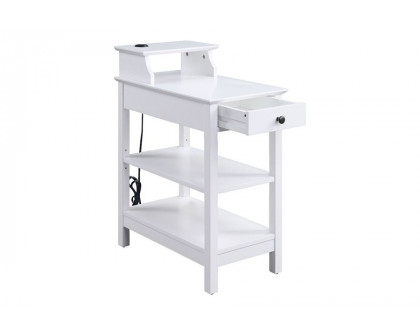 ACME Slayer Side Table with USB Charging Dock - White