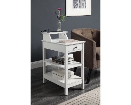 ACME Slayer Side Table with USB Charging Dock - White