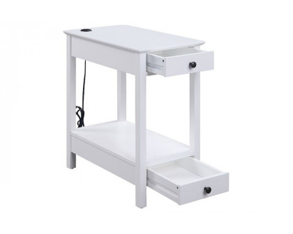 ACME Byzad Side Table with USB Charging Dock - White