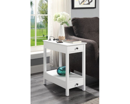 ACME Byzad Side Table with USB Charging Dock - White