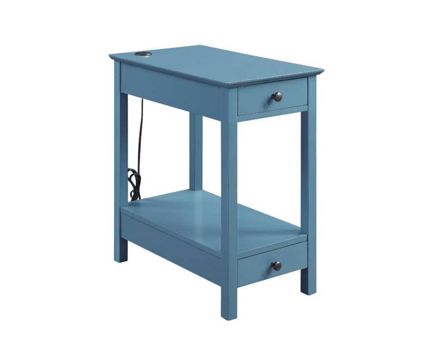 ACME Byzad Side Table with USB Charging Dock - Teal