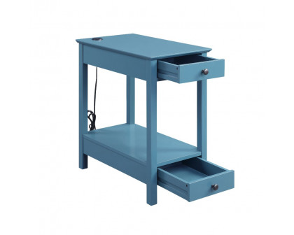 ACME Byzad Side Table with USB Charging Dock - Teal