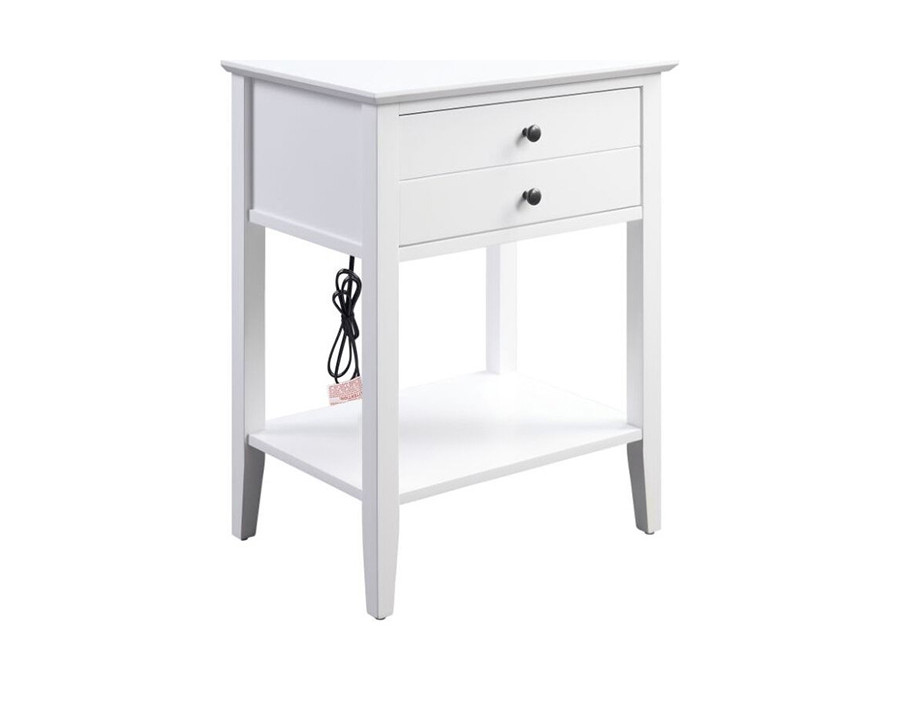 ACME Grardor Side Table with USB Charging Dock - White