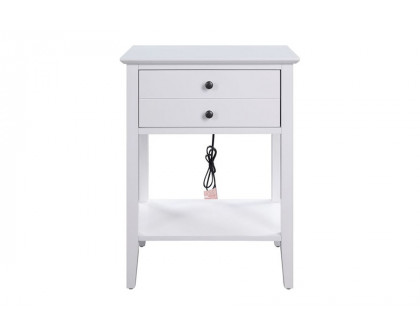 ACME Grardor Side Table with USB Charging Dock - White