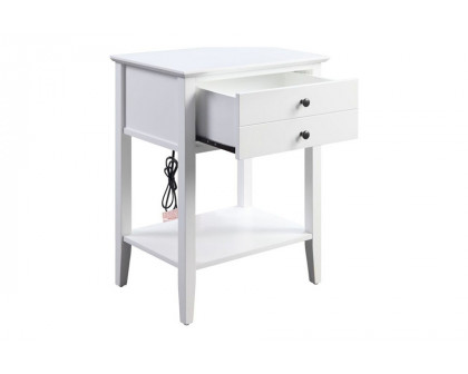 ACME Grardor Side Table with USB Charging Dock - White