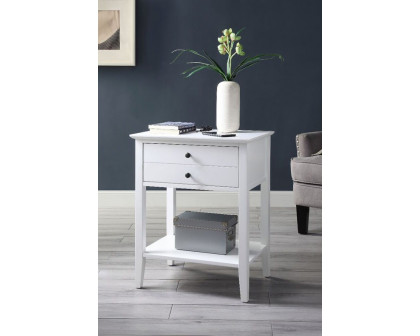 ACME Grardor Side Table with USB Charging Dock - White